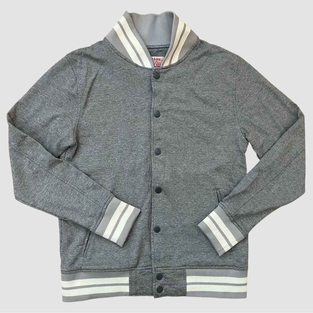 Trademark Brooklyn Cloth Men's Varsity Baseball Jacket Gray w pockets - Sz Med